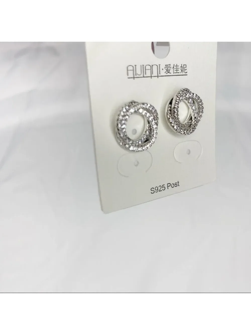 𝅺new STOCK-Pave Zircon Rose shape Silver Earrings